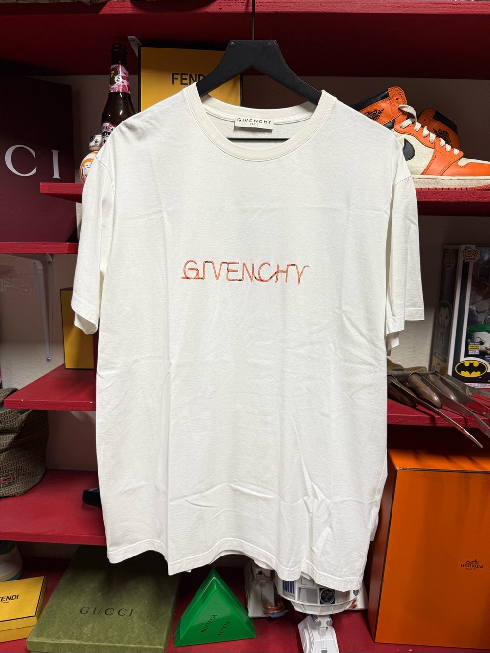 Givenchy Spellout White T-Shirt Graffiti City Logo Tee Size XLarge